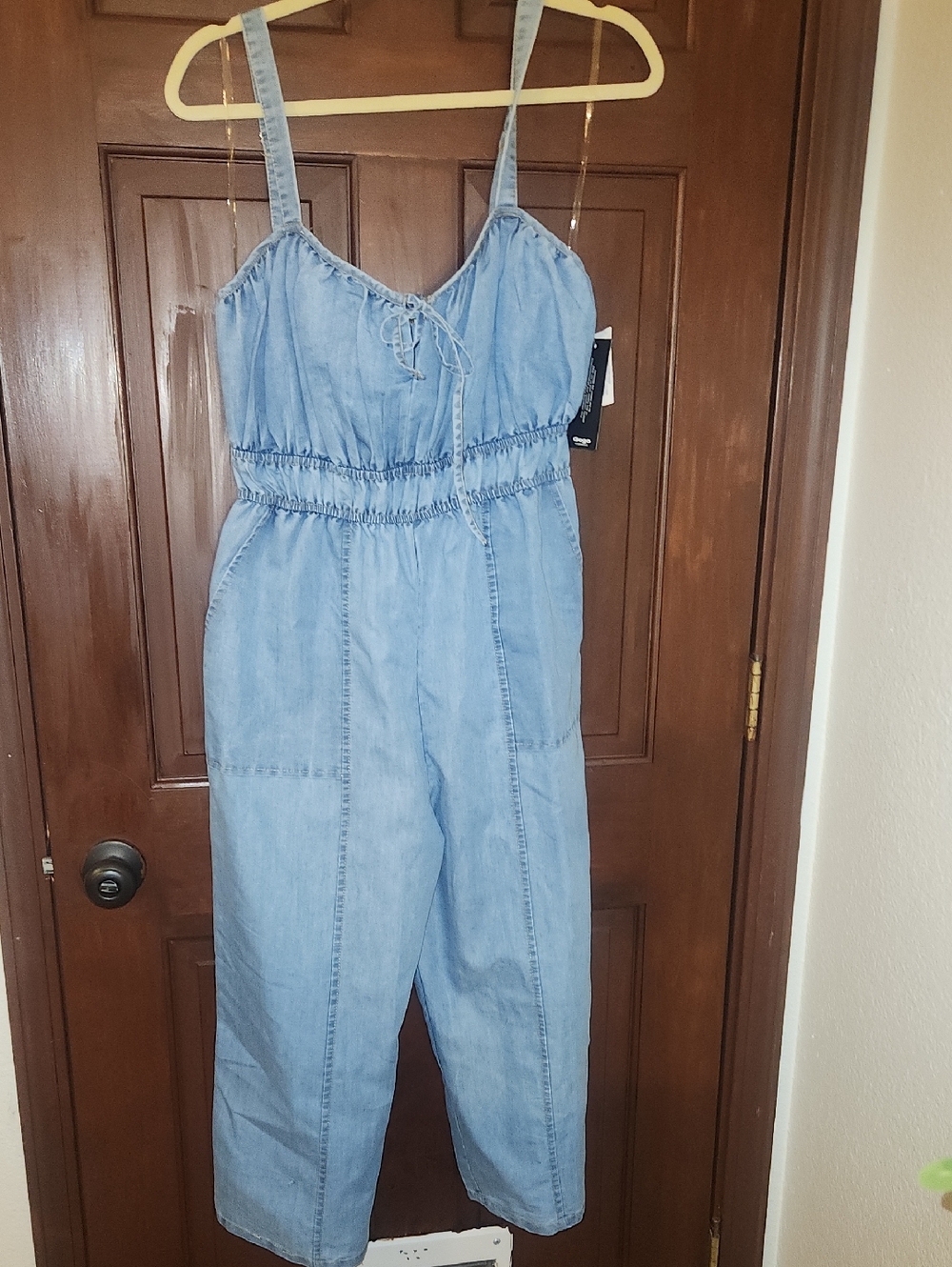 BLUSH Light Blue Denim Jumpsuit with Adjustable Straps